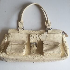 Charlie Lapson Genuine Leather Textured Shoulder Bag with Buckle Clasp